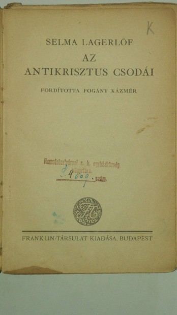 Selma Lagerlf Az antikrisztus csodi