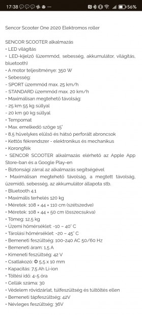 Sencor Scooter One 2020 elektromos roller