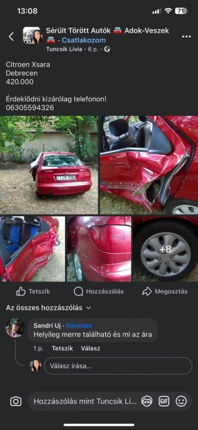 Srlt Citroen Xsara 1.4 elad Debrecen