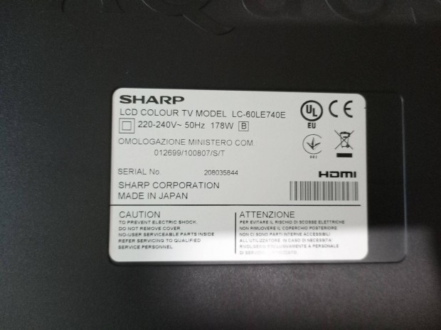 Sharp (LC-60LE740E) 152 cm-es Fhd led tv alkatrsznek elad