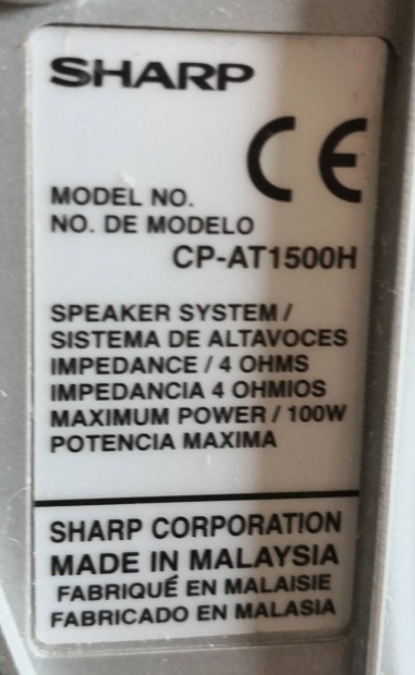 Sharp hzimozi hangfalszett. 5 db. - 4 ohm. 100 W. 