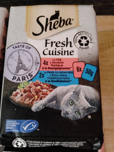 Sheba Fresh Cuisine 6x50g marha-hal 950Ft/csomag