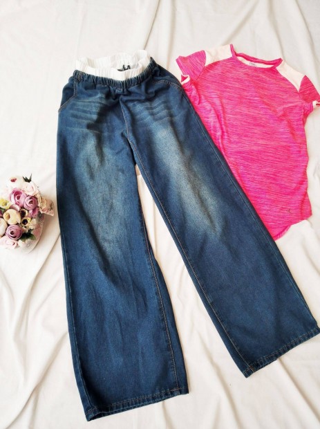 Shein Teen 13 éves lányra bő szárú farmer nadrág ajándékkal