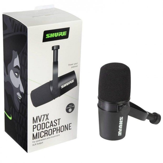 Shure MV7X dinamikus podcast mikrofon, Xrl csatlakozssal - fekete