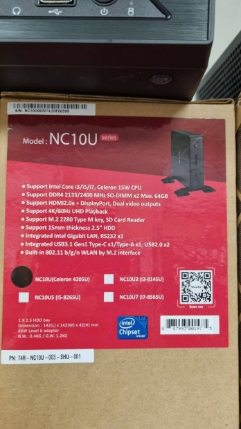 Shuttle NC10U Mini PC,120Gb ssd, 8Gbddr4, 8th gen, Wifi, LAN, Win 10