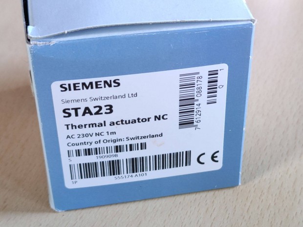 Siemens STA23 Termoelektromos szelepmozgató motor AC 230V NC