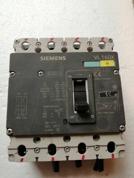Siemens VL160x 63A kompakt megszakt 