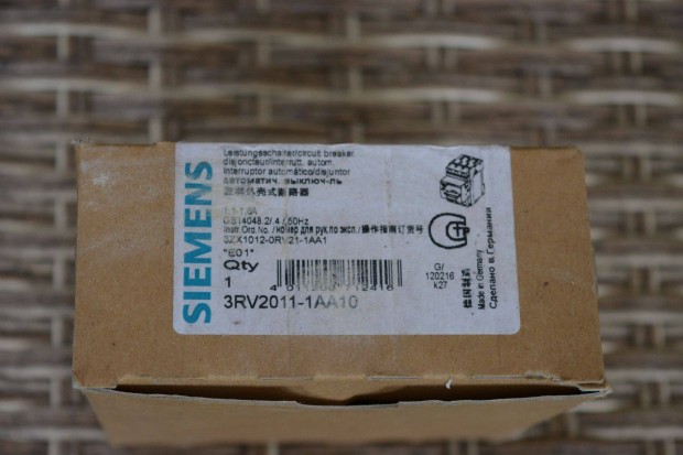 Siemens sirius j dobozos motorvd kapcsol (1,1-1,6A) 3RV2011-1AA10