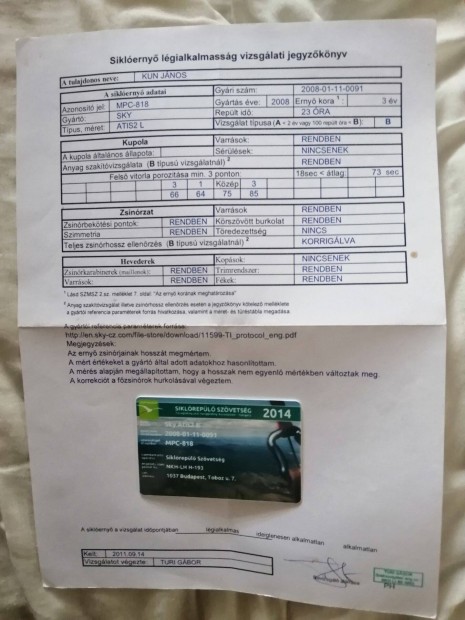Siklóernyő Komplett felszerelés
