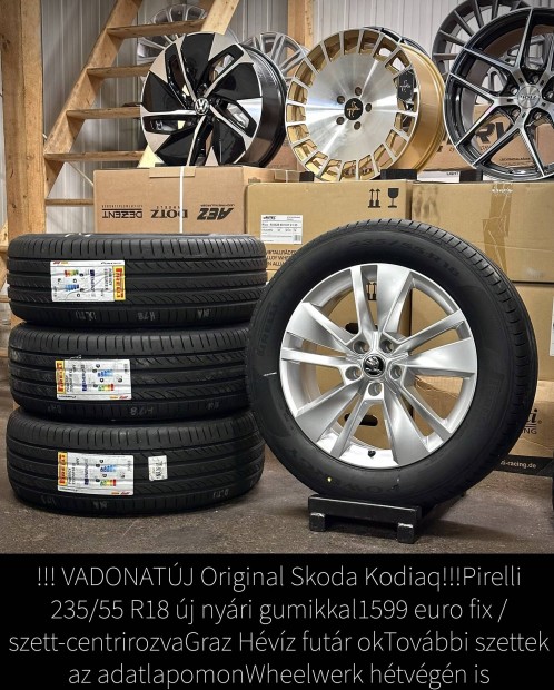 Sjoda Kodiaq gyári új 18 zoll alufelnik Új nyári gumikkal