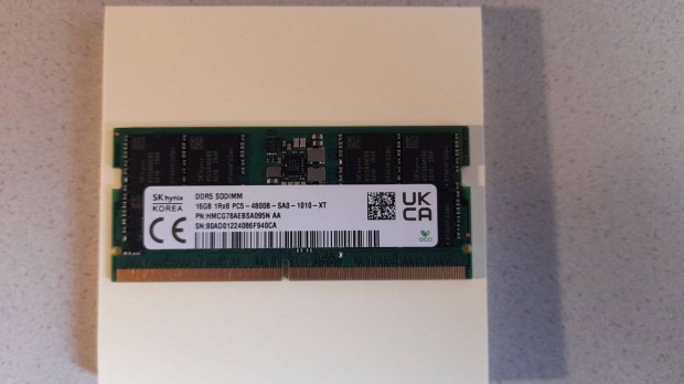 Skhynix 16 GB PC5 4800B SA0 1010 XT Hmcg78Aebsa095N AA