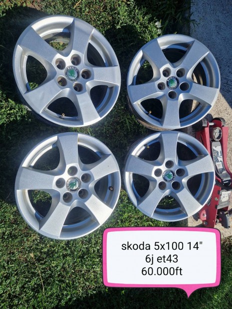 Skoda 5x100 14 col alufelni szett 