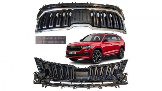 Skoda Kodiaq NS7 2016- hűtő díszrács, sérült, kis helyen repedt