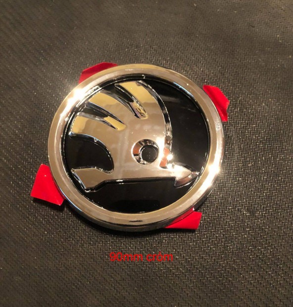 Skoda embléma cróm-fekete 80-90mm
