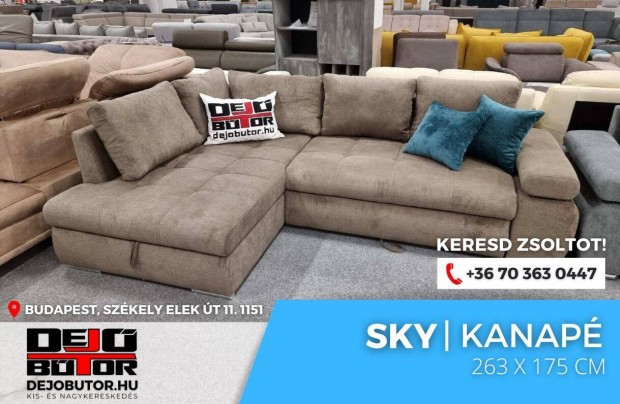 Sky sarok drapp kanap btor lgarnitra 263x175 cm htfalas