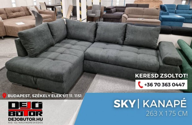 Sky sarok fekete kanap btor lgarnitra 263x175 cm htfalas