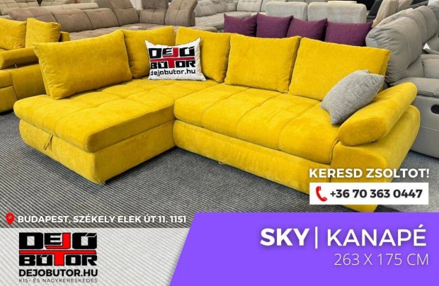 Sky sarok srga kanap btor lgarnitra 263x175 cm htfalas