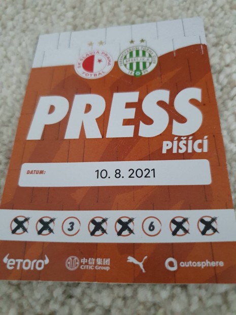 Slavia Praha Fradi FTC Ferencvros Press jegy belp foci