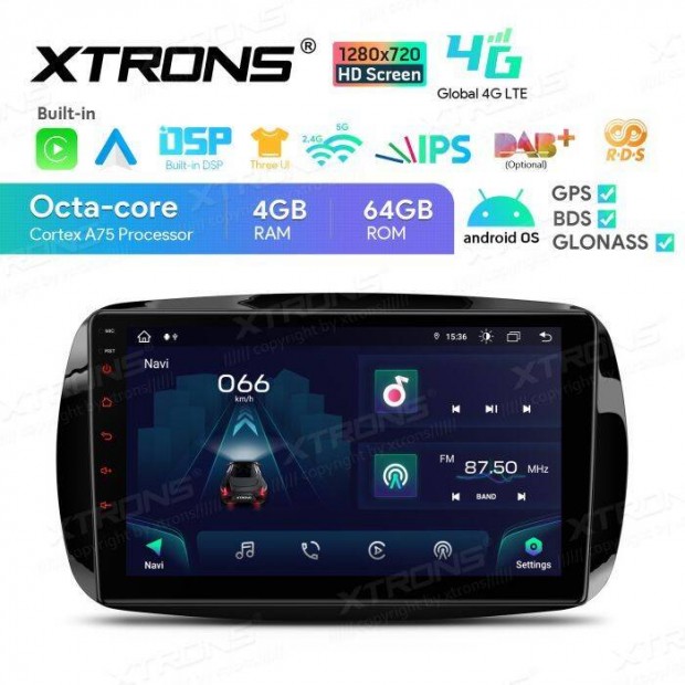 Smart Fortwo (2015-2018) 9" 4GB Android multimdia GPS WIFI Bluetooth