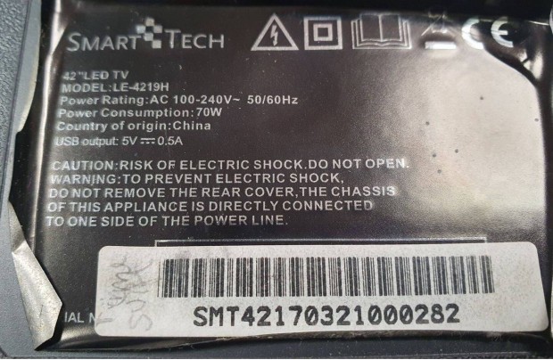 Smarttech 42" LE-4219H LED tv hibás törött alkatrésznek