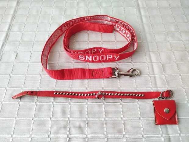 Snoopy kutya póráz + nyakörv