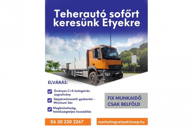 Sofőr állás Etyeken