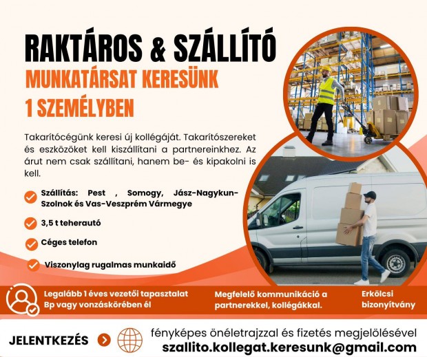 Sofőr és raktáros 1 személyben