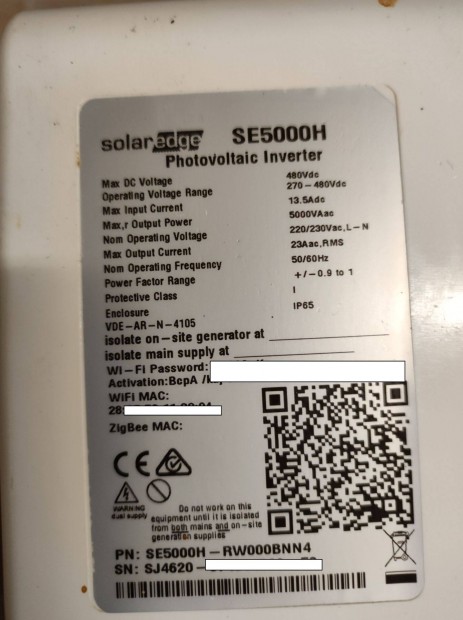 Solaredge SE5000H egyfzis inverter, optimalizl elad