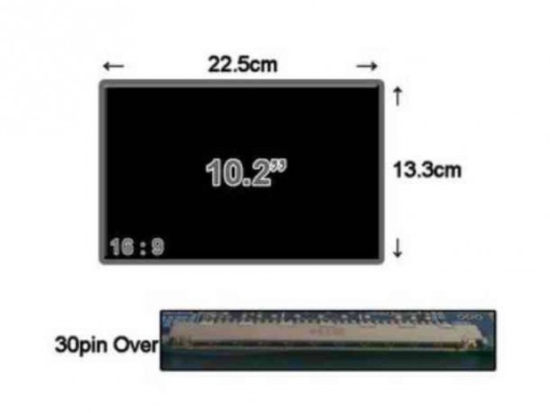 Sony 10,2" CLAA102NA0ACW Laptop kijelz notebook LCD Screen