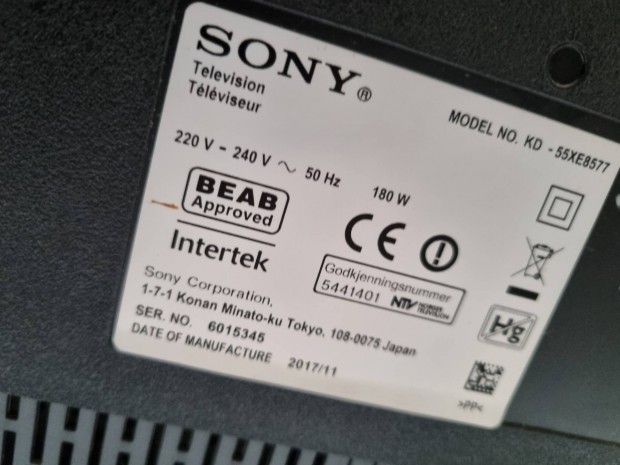 Sony 55xe8577 hibs tv.