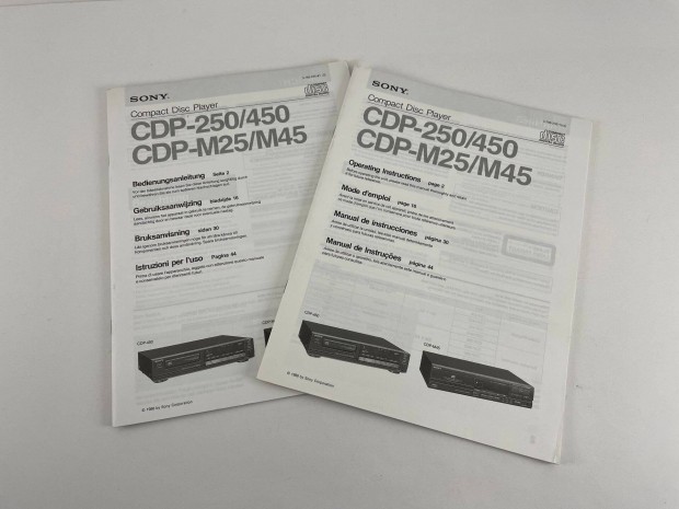 Sony CDP-250/450 CDP-M25/M45 CD lejtsz hasznlati tmutat 1988