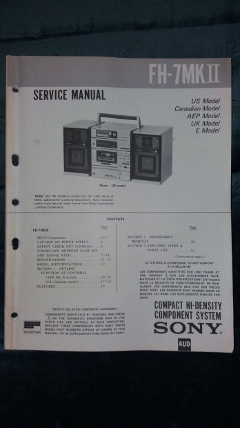 Sony FH-7Mkii Service manual szerviz gpknyv