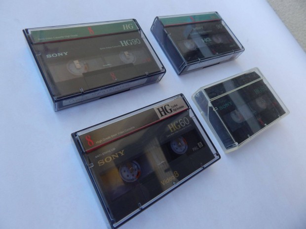 Sony HG90 és 60 perces 4 Db Videó8 8mm-es Videó 8 Kazetták Szettben
