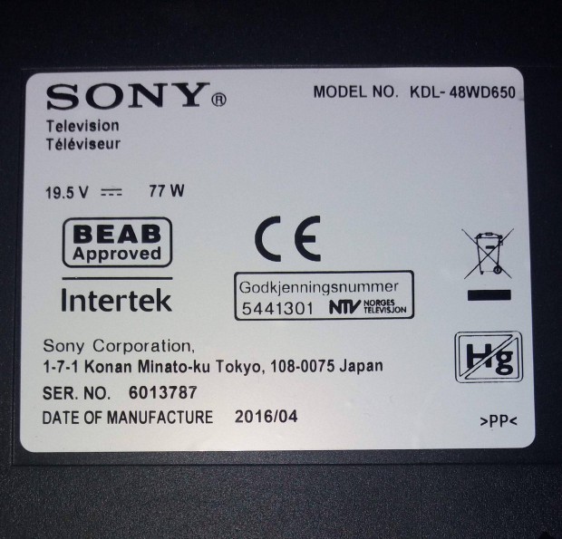 Sony Kdl-48WD650 LED LCD tv háttér világítás alkatrésznek