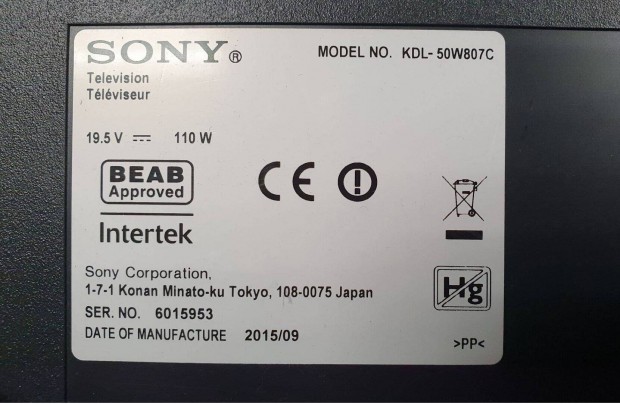 Sony Kdl-50W807C 3D LED tv alkatrsznek Tcon,mainboard elkelt