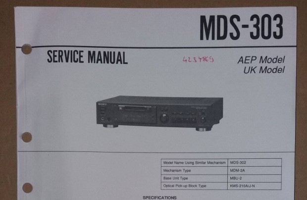 Sony MDS-303 Minidisc Original szervice manual