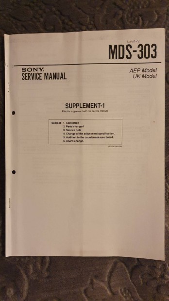 Sony MDS-303 eredeti Service manual szerviz gpknyv