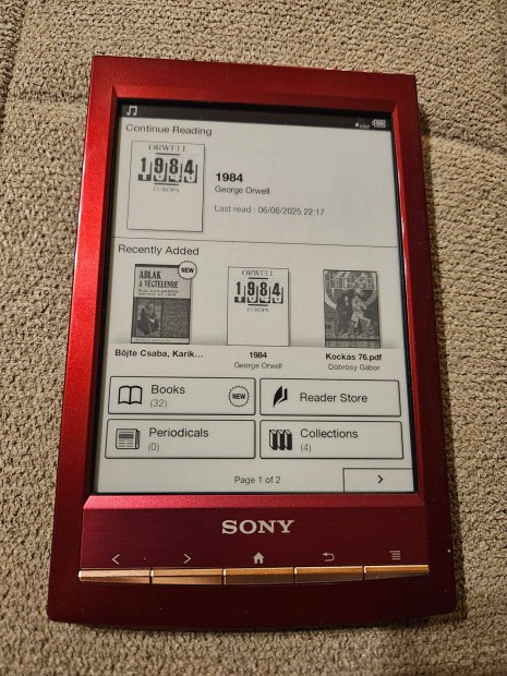 Sony PRS-T1 ebook reader olvasó gyári tokkal, világítással, érintőceru