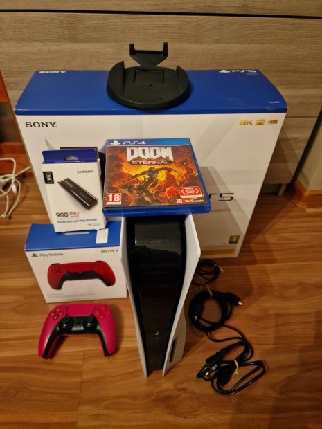 Sony PS5 konzol lemezes vltozat + jtk+1TB Samsung SSD dobozban!