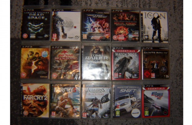 Sony PS 3 jtkok, Tekken, Mortal Kombat, NFS, Resident E., Tomb R