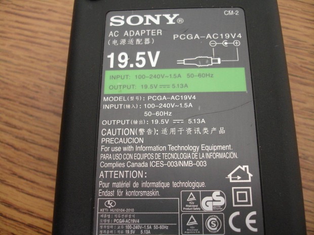 Sony Pcga-AC19V4 Hlzati notebook laptop AC-DC adapter tpegysg tl