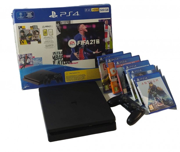 Sony Playstation PS4 Slim 500GB / kontroller / +6db játék / Cuh-2216A
