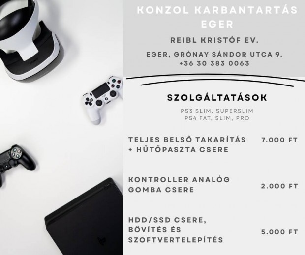 Sony Playstation konzolok karbantartása PS3 PS4