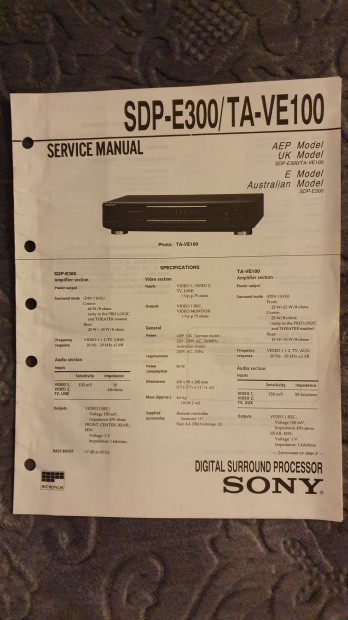 Sony SDP-E300 TAV-VE100 eredeti Service manual szerviz gpknyv