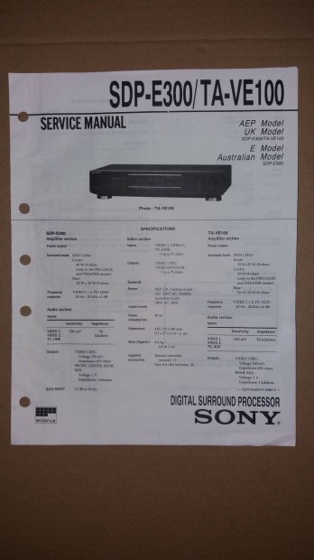 Sony SDP-E300 TA-VE100 eredeti Service manual