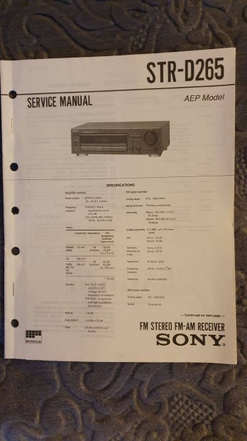 Sony STR-D265 eredeti Service manual szerviz gpknyv 0529