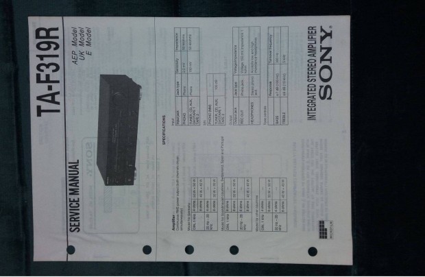 Sony TA-F319R eredeti Service manual szerviz gpknyv 0529