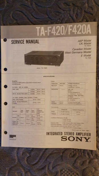 Sony TA-F420 eredeti Service manual szerviz gpknyv 0529
