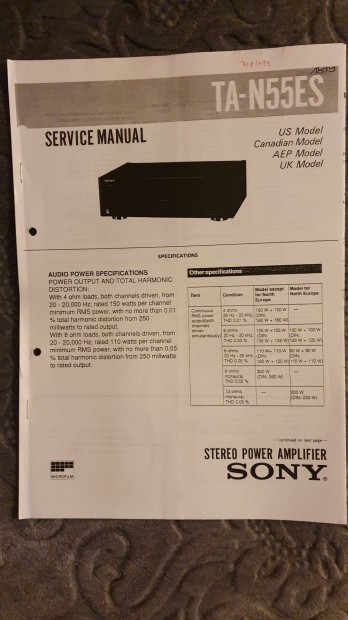 Sony TA-N55Es eredeti Service manual szerviz gpknyv