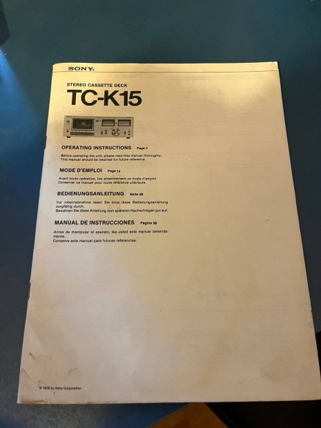 Sony TC-K15 Deck elad
